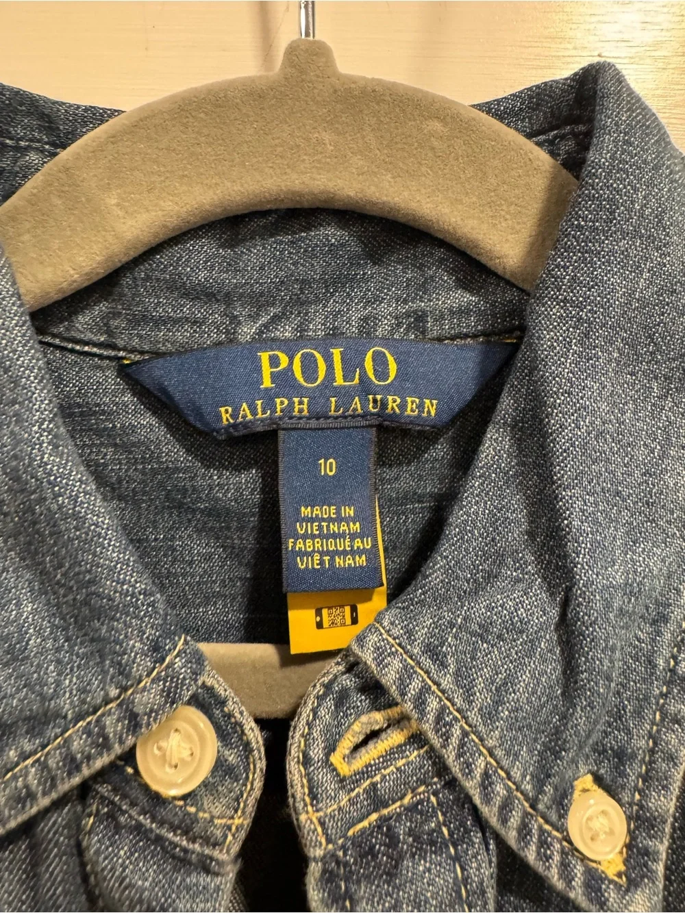Ralph‎ Lauren Girls Belted Cotton Denim Shirtdress 10 Preppy Western Fall School